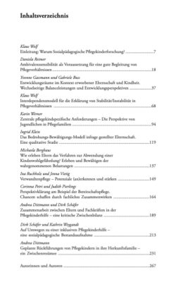 Publikation Sozialpädagogische Pflegekinderforschung Inhaltsverzeichnis